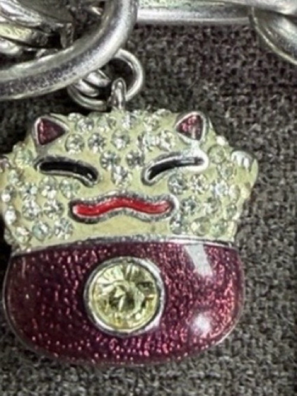 Swarovski Crystal Cat Charm in Burgundy and Clear